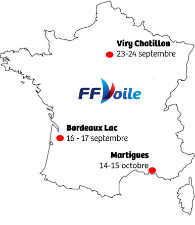 Carte de France localisant les clubs des 3 stages